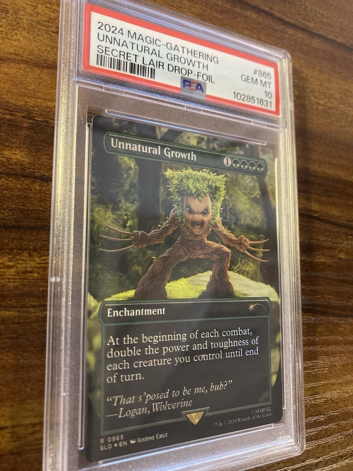 MTG✨UNNATURAL GROWTH FOIL✨SLD X MARVEL Wolverine PSA 10 RARE BONUS Groot Card - Image 3 of 4