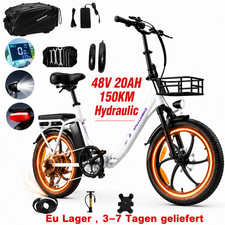 750W 20*3.0 Zoll Elektrofahrrad 48V 20AH Klapprad E-Citybike Pedelec 7 …