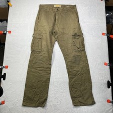 Wrangler Cargo Pants Mens 32x32 Green Cotton Tech Pocket Relaxed Straight Leg