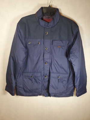 Untuckit Jacket Mens XL Navy Blue Lanson Zip Button Utility Winter Coat New