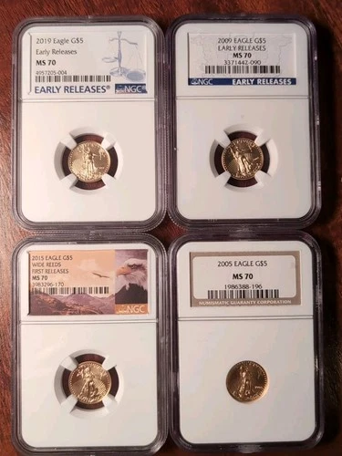 4/10ths Oz. Gold Bullion: (4) 1/10ths Oz. American Eagle MS70