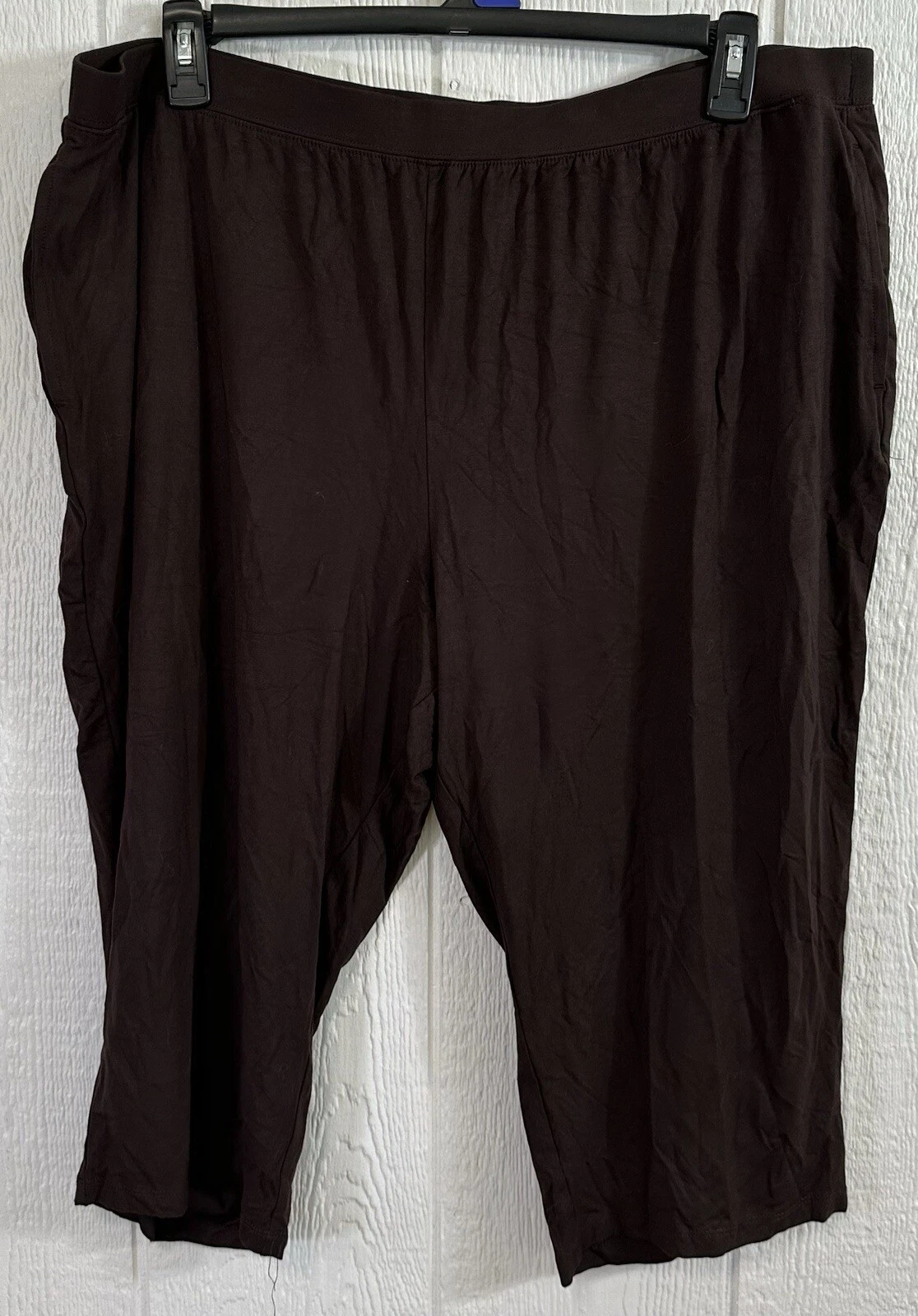 CATHERINES pants Size 2XWP Brown capri lightweight knit pull on NEW (hh56)