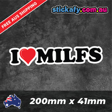 I Love Milfs Pegatina Divertida Laptop Coche Ventana Parachoques 4x4 Calcomanía Ute 4x4