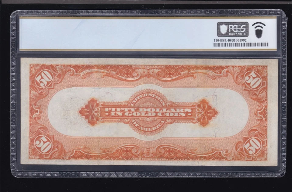 US 1913 $50 Gold Certificate Note Parker/Burke FR 1198 PCGS 40(009)ONLY 70 KNOWN - Image 2 of 2