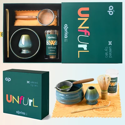 APRIKA LIFE Complete Matcha Starter Set: Bowl, Holder, Whisk, Scoop, Sifter, Tea Cloth