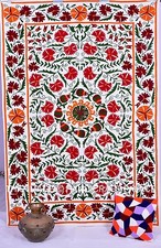 Embroidered suzani bed cover Bedspread Cotton Bed Sheet Wall Hanging Table Cover