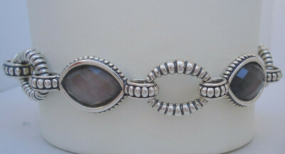 $595 Lagos Venus Black Mother-of-Pearl Bracelet Oval Link 34 grams