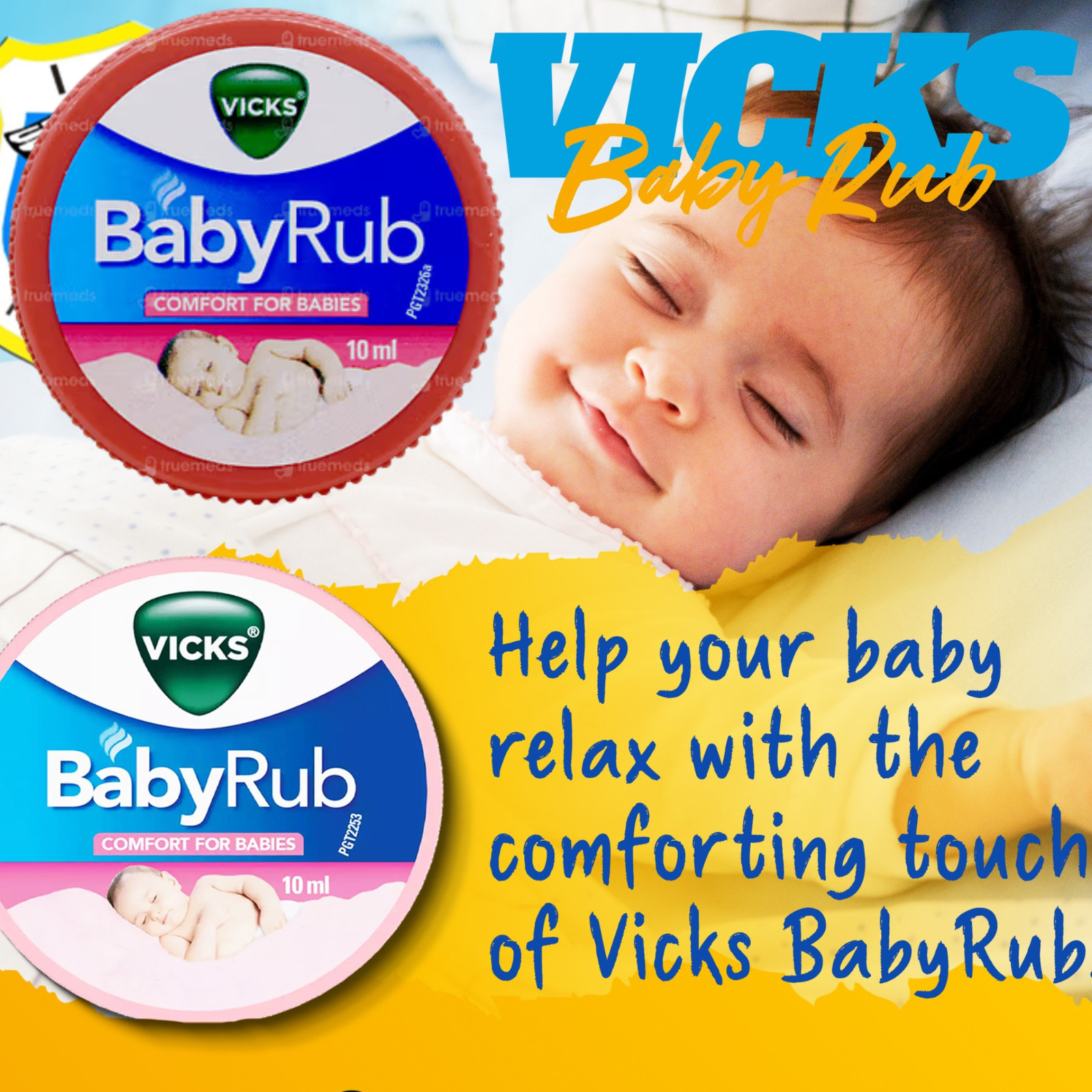 Vicks VapoRub 5ml x3 + BabyRub 10ml x2 Travel Size Cold  relief & Baby Care Pack
