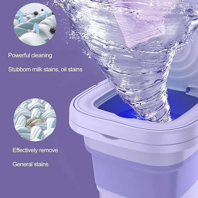 8L Portable Washing Machine Mini Washer Foldable Washer Spin Dryer Small Travel - Image 2 of 4
