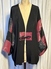 Vintage Jane Suttell Silk Patchwork Kimono Style Jacket Sz one size pre-owned
