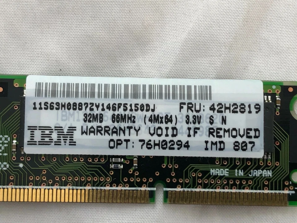 NEW IBM ORIGINAL 32MB PC 66Mhz LAPTOP SO-DIMM MEMORY FRU 42H2819 Vintage PC66 - Image 4 of 4