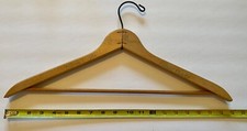Vintage Wood Suit Coat Hanger Hilton Hotels Around the World Logo 18.75  