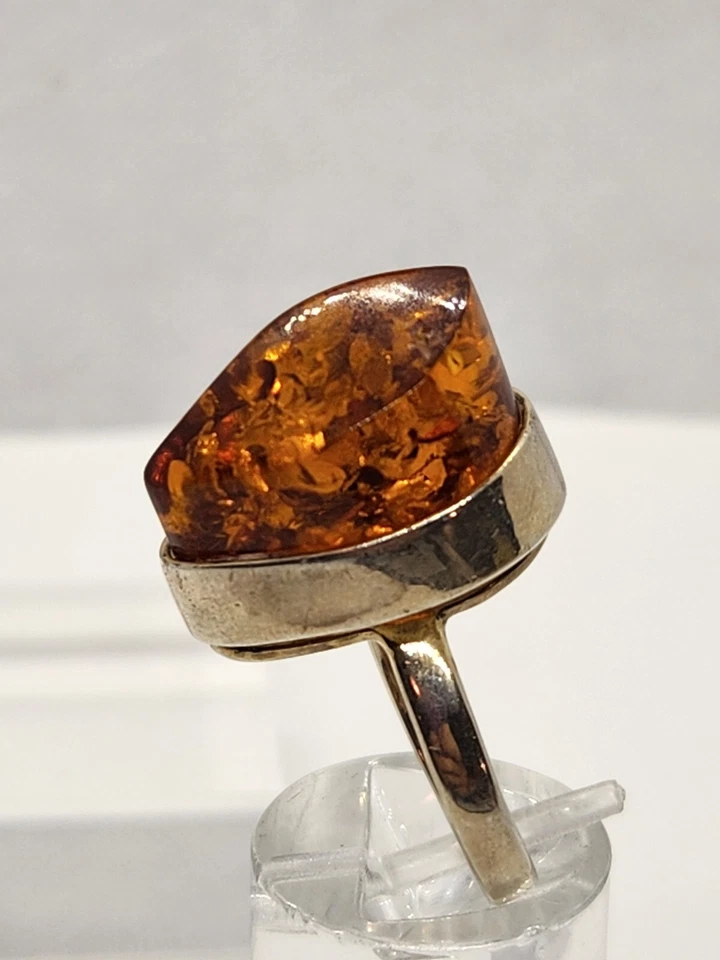 Juego de joyas aretes y anillo ámbar de plata de ley talla 7,5 Foto 3 de 4