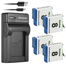 SLIM Charger & 4 Battery for GoPro HERO8 BLACK AJBAT-001 HERO7 HERO6 HERO5 2018