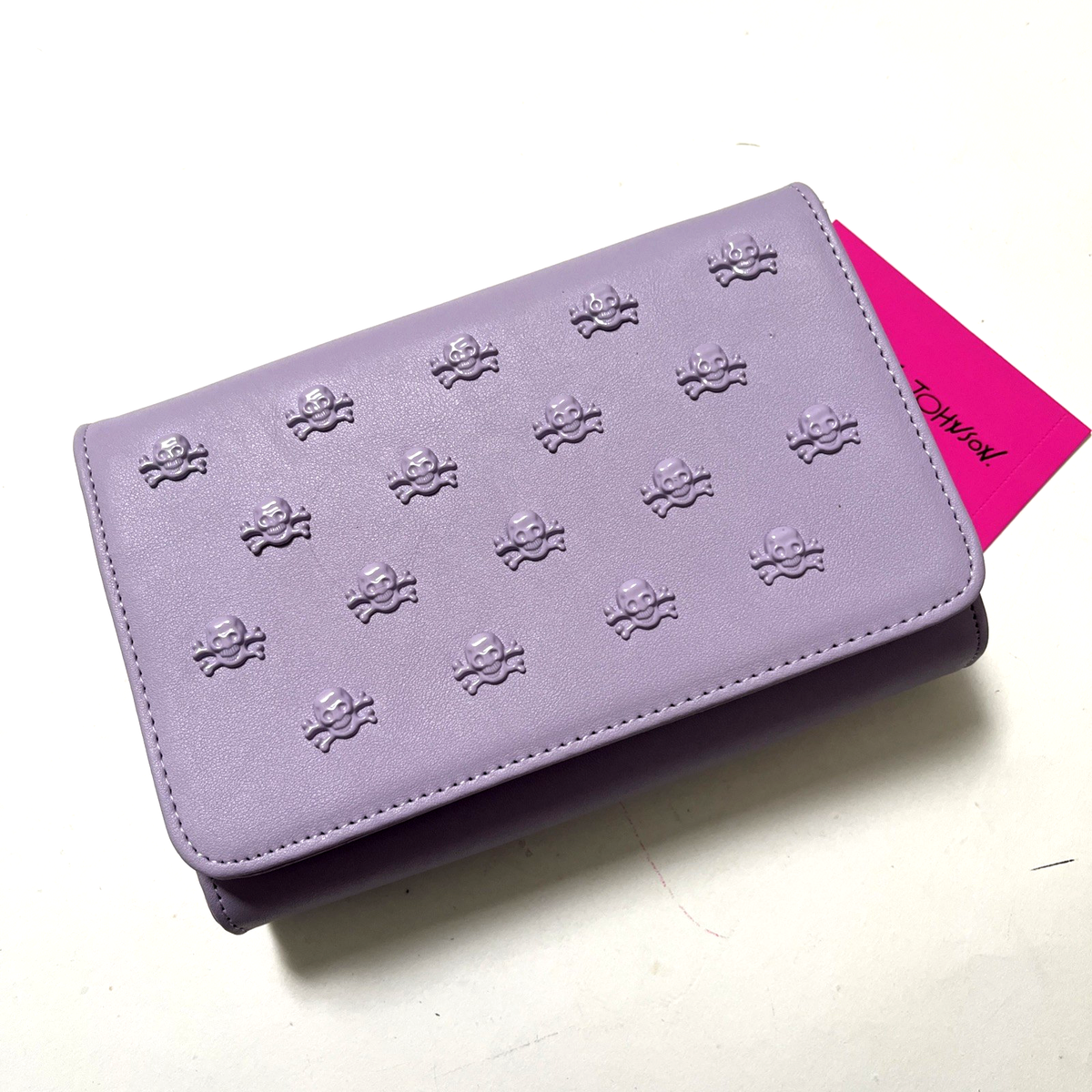 NWT Betsey Johnson Skull Studded Purple Crossbody Clutch Bag