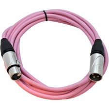 10 Foot Pink XLR to XLR Patch Cable PA/DJ Mic Cord