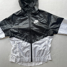 Nike Sportswear Windrunner Jacket Womens M White/Black Full Zip 804947-010 Light