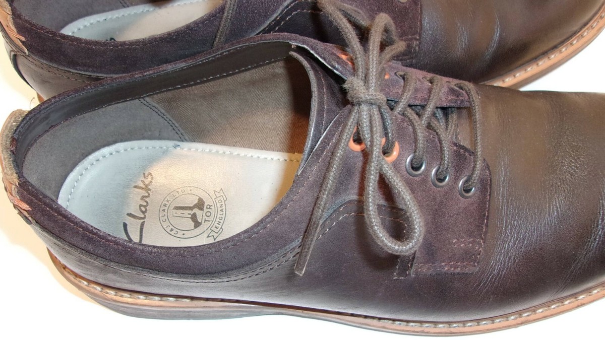 Mens Clarks Pitney Walk Plain Toe Derby Dark Brown Leather  display picture 2