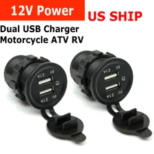 2PCS Dual USB Port Car Cigarette Lighter Socket Splitter Charger Power Adapter