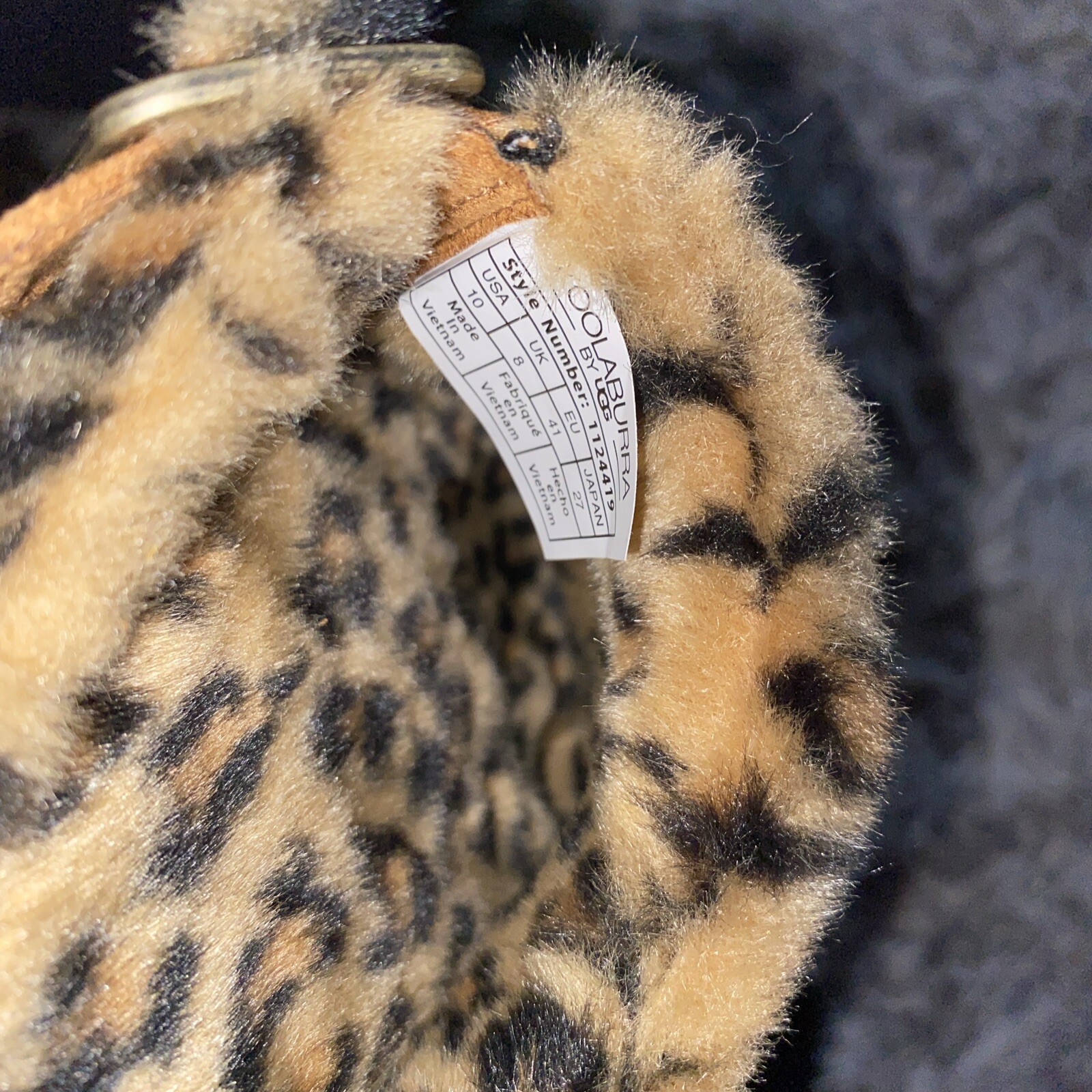 SAOLA SOLO SCARPA SINISTRA…..KOOLABURRA by UGG pantofole FURR AH GHEPARDO 10