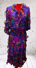 Silk Medium Mixed Media 3-D Judith Ann Creations Beaded Sequin Blouson Vintage