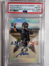 2024 Panini Boys of Summer - Signatures Austin Wells Silver Holo /25 AU,RC PSA 8