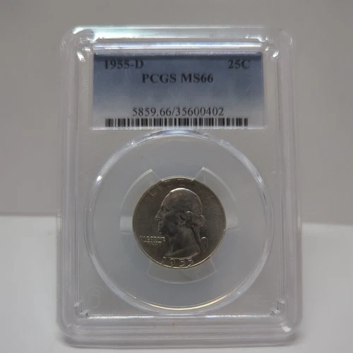1955 D ** Washington Quarter ** PCGS MS66 ** Key Date Silver **
