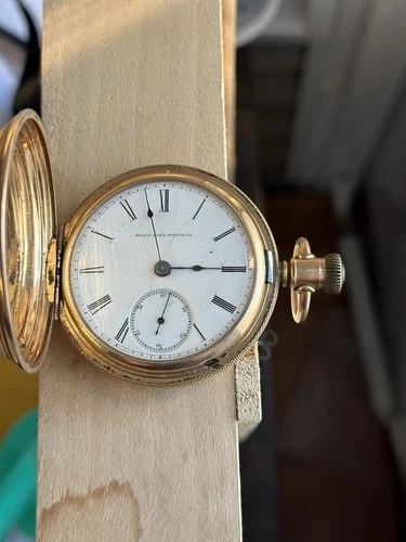 Antique 1883 Elgin 18s Hunter Pocket Watch Lever Set Gold Filled Case - As is