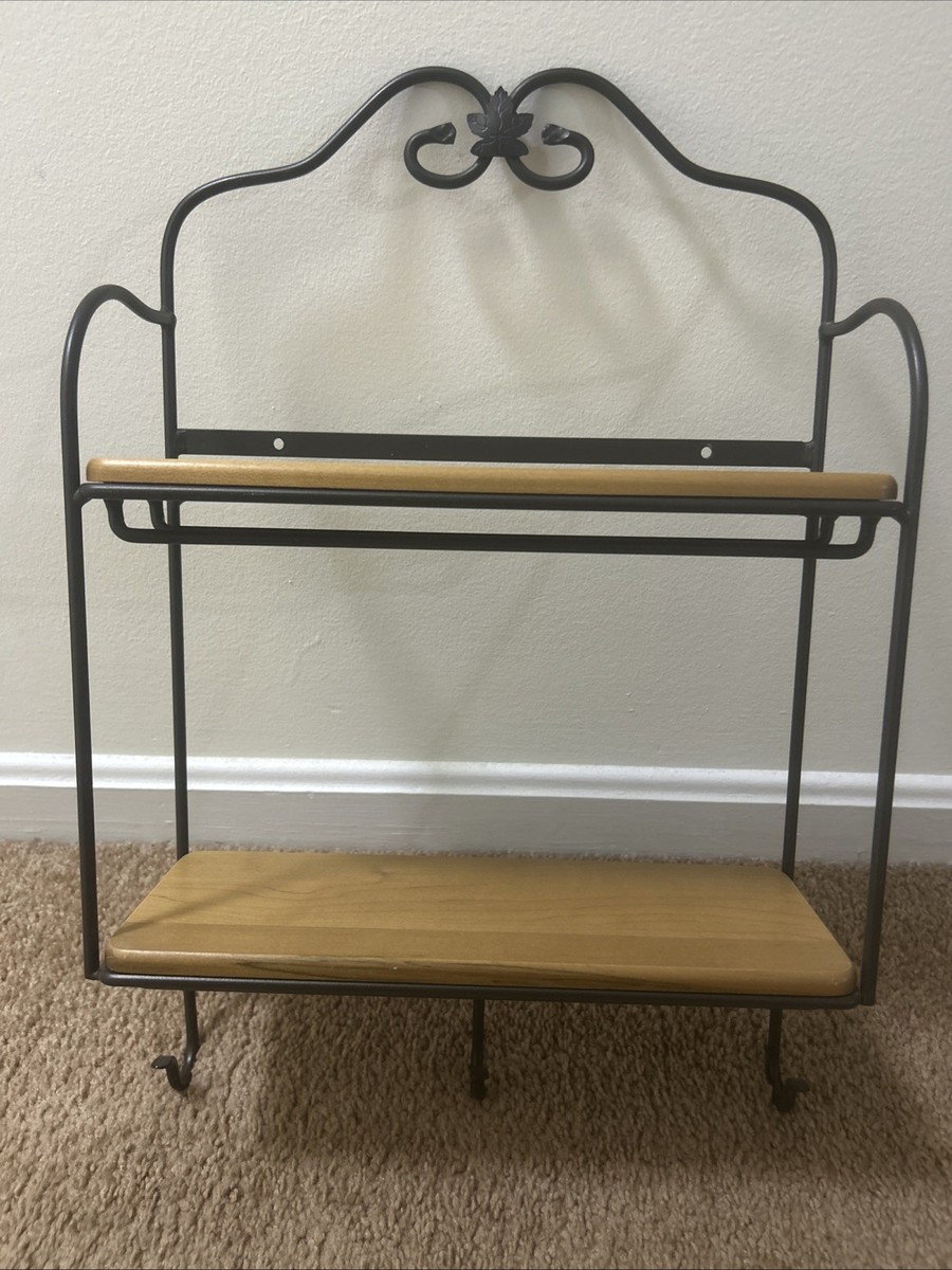 Longaberger Wrought Iron 2 Tier Envelope Wall Rack w/2 WoodCrafts