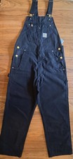 Carhartt R01-M Duck Bib Overalls Relaxed Fit Black Canvas Cotton Men 34x30