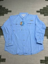 Columbia PFG Bahama II Shirt Men XL Blue Mesh Lined Upf 30 Omni Shade Casual New