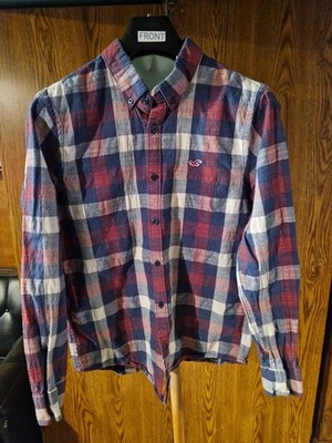 Hollister Epic Flex Slim Fit Plaid Cotton Button-Up Shirt Men's Size S
