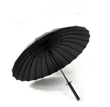 24-Rib Windproof Long Handle Straight Umbrella   Durable  Water-Repellent