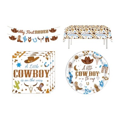 Disposable Horse Party Tableware Set for Western Cowboy Themed Event Birthday