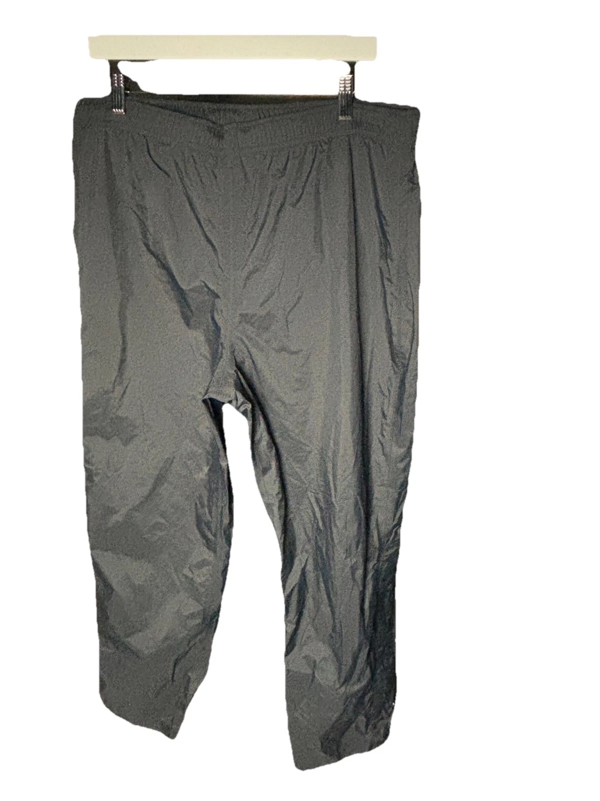 Vintage LL Bean Rain Pants Men's Large Gray Nylon Straight Drawstring Ankle Zip