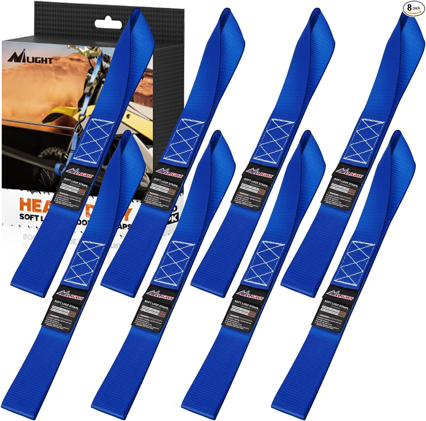 Soft Loop 1.7”×17" Motorcycle Tie Down Straps Heavy Duty 12000Lbs Max-Blue