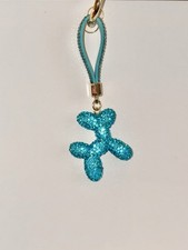 Blue Rhinestone Balloon Dog Keychain Gold Crystal Purse Charm Bling Gift Jewelry