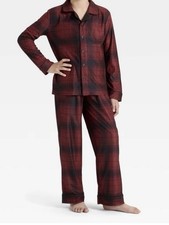 Cat  Jack Kids 2-Piece Red/Black Plaid Long Sleeve Button Pajama Set XS 4/5 
