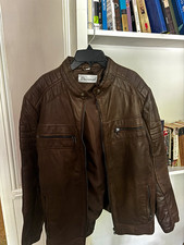 Decimal Mens Brown Leather Biker Jacket Full ...