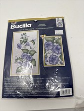 New Counted Cross Stitch Kit Morning Glories Hummingbird Bucilla 42758 8" x 15"