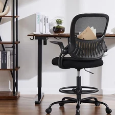 Drafting Chair with Flip-up Arms, Height Adjustable Standing Tall Office Desk...