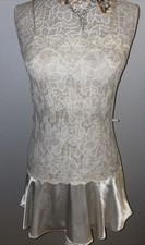 Vintage Victoria's Secret Chemise M Lace Bridal Slip Dress Satin Skirt Crown