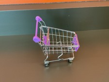 Mini Shopping Cart Toy Desk Accessory Purple Metal