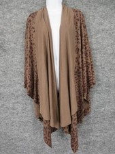 Chicos Poncho Womens One Size Brown Leopard Animal Print Kimono Open Front