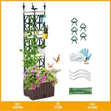 Versatile Self-Watering Raised Garden Bed Planter with Trellis & Wheels 142CM