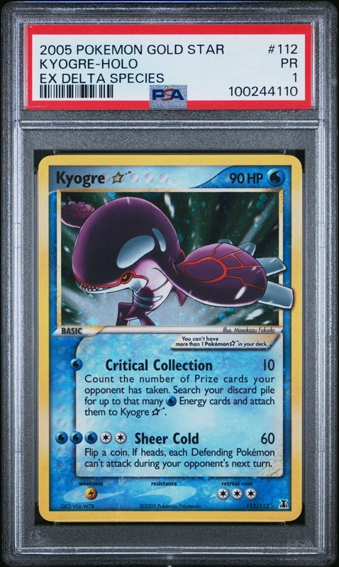 2005 POKEMON EX DELTA SPECIES GOLD STAR #112 KYOGRE-HOLO PSA 1 (Super Clean)