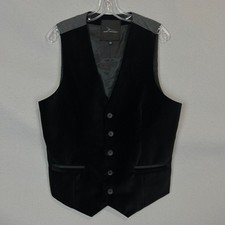 Marc Anthony Men's Black Velvet Dress Vest Size Large 5-Button Slim Fit Lined