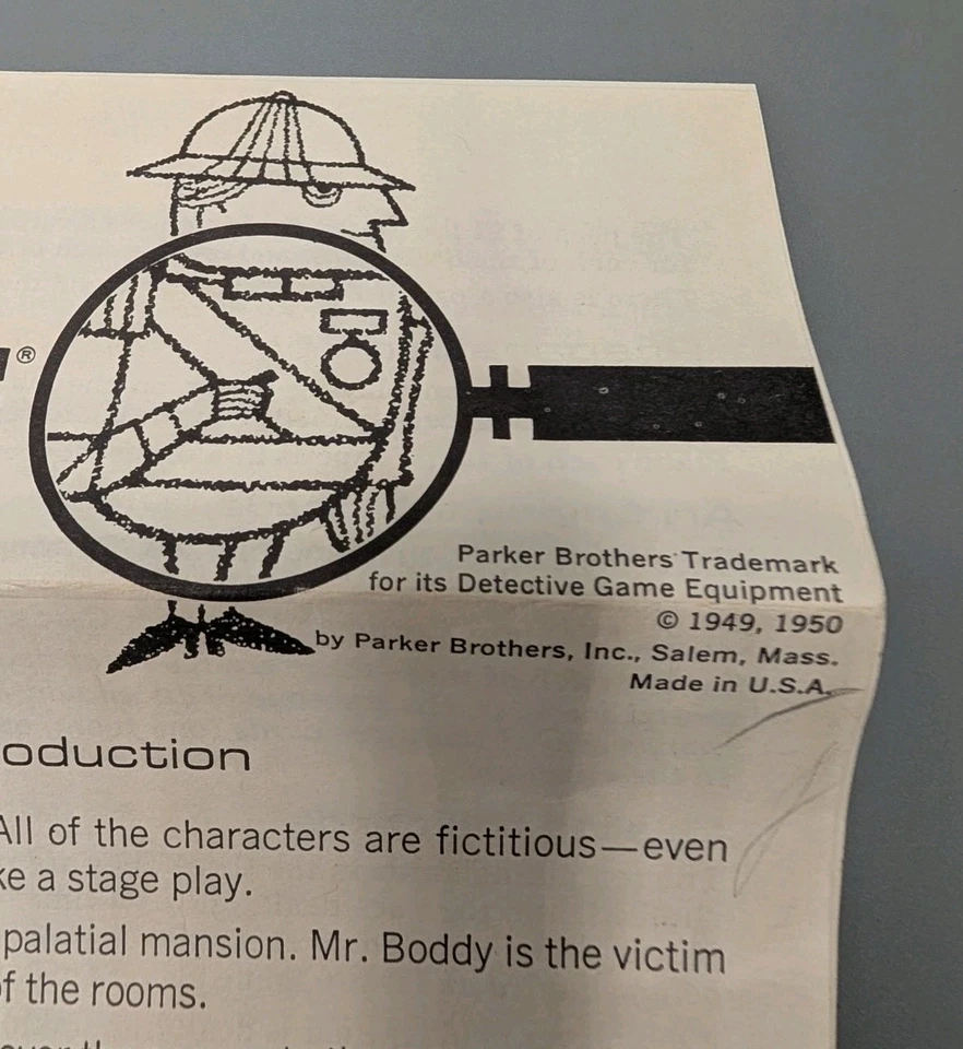 Vintage 1963 Parker Brothers CLUE Board Game Replacement Rules of Play - Image 2 of 3