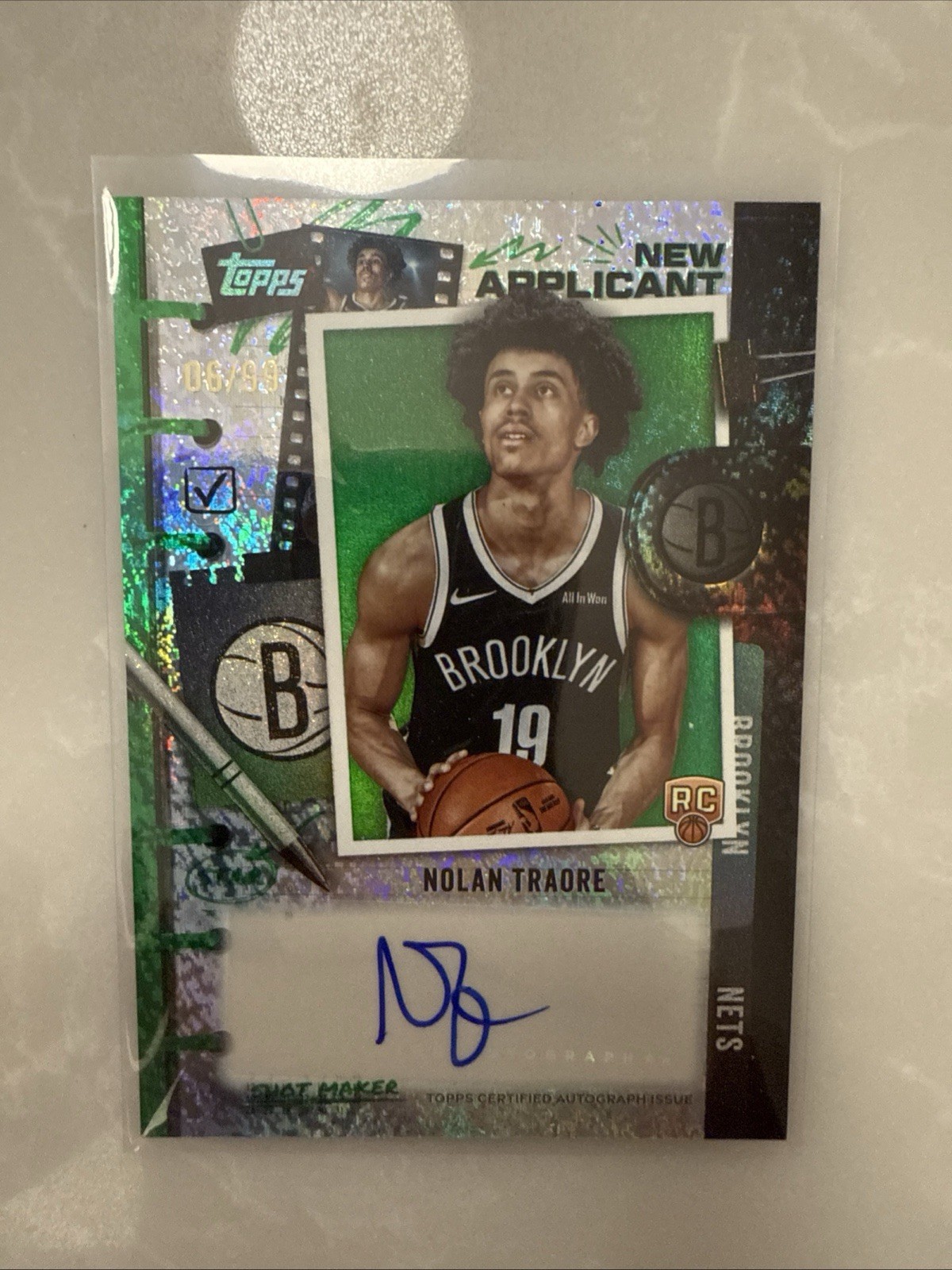 2025-26 Topps New Applicant Green Nolan Traore NA-NT #/99 Brooklyn Nets RC Auto