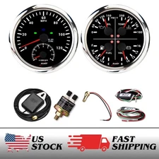 RACETECH 110mm 2 Gauge Set 2in1  GPS Speedometer 120 MPH 4in1 Multi Function